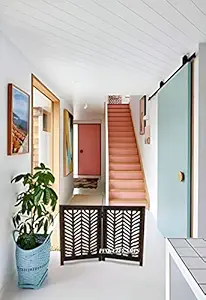 PINK CITY ARTS Wooden Freestanding Fold-able 2 Panel Brown Safety Gate/Baby Gate for Stairs/Baby Gates for Doorways/Fence for Kids/Baby Fence Play Area Indoor 2 Feet (Brown)