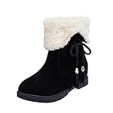 WWricotta Damen Worker Boots Schnür Stiefeletten Outdoor Warme Gefütterte Winterstiefel Wasserdicht Martin Stiefel Lackleder Schuhe