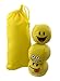 Produktbild 3 Jonglierbälle, Stressbälle "Happy", Gelb mit 3 fröhlich, frechen Smiley Gesichtern,