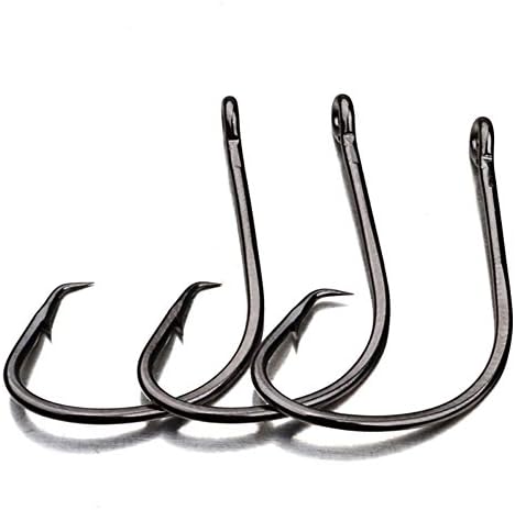 RUNakan 100Pcs Sharpened Circle Hook Jig Fishing Hooks Lures Big Baitholder (1/0#)