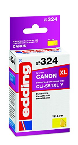 edding Druckerpatrone edding EDD-324, yellow, Ersetzt: Canon CLI-551XL Y, Einzelpatrone
