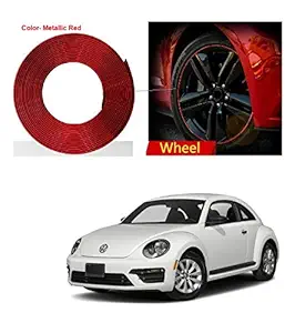 PRIKNIK Car Beading Exterior Chromium Plated (Colour Red) for Exterior Rim, Grill, Headlight, Back Light, Wheel, Hub, Stickon Compatible with Beetle