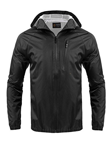 Regenjacke Herren Windbreaker Zipper bergangsjacke Wasserdicht Atmungsaktiv Outdoor jacke Kapuzenjacke Funktionsjacke Schwarz S 36