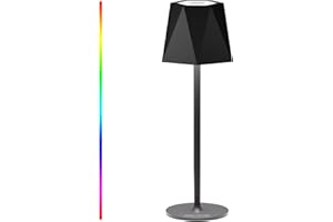 Nulmvic Lampada da Tavolo Senza Fili - 6400mAh Lampada da Tavolo LED Ricaricabile 6 Modalità CCT e RGB - Touch Control Impermeabile IP54 per Camera Bar Ristoranti Feste (Nero)
