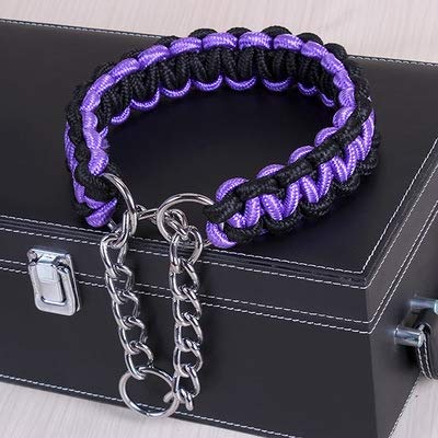 HAIBOZHUANMAI Pet Colliers Grand Chien Berger Allemand Promener Le Chien P chaîne Collier for Chaîne de Cou Moyen et Grands Chiens, Couleur: Noir Violet (XL) Haibo