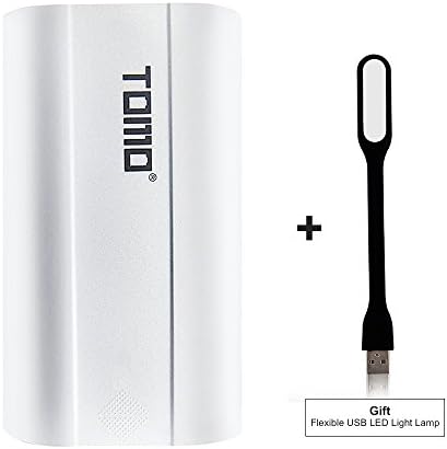 Authentic TOMO D2 3-IN-1 External Power Bank 18650 Battery Charger Box and 2-USB Ports DIY Power Bank Box with LCD Display + Flexible USB LED Light Lamp Free Gift (White)