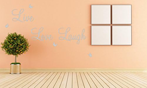 Live Laugh Love wall art sticker quote vinyl wall decor wall decal (SMALL, SILVER)