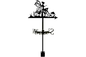 SUPERDANT Fairys and Mushrooms Weather Vane Fairy Weathervanes Metal Wind Vanes Raccoon Winged Fairy Weather Vanes Weathervane Garden Ornament for Farmhouse Garden Outdoor Yard Roof Shed Decoration