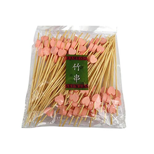 Lifet cocktail sticks 100 counts 12 cm wooden toothpicks party supplies frizz finger food fruit sandwich nibble - heart skewers, pink, Länge: ca. 12 cm (4,72 in)