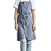Produktbild HPPL Baumwolle Leinen Schürze Nordic Adult Schürze Küche japanischen Stil einfach hoch bequem verstellbare Schürzen Hause Overalls, dunkelblau