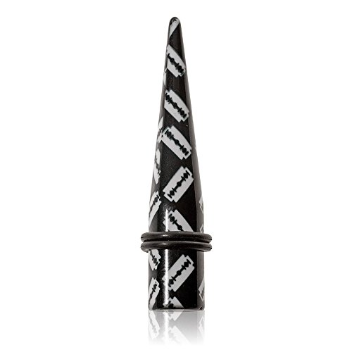 Blue Banana Body Piercing Acrílico Razor Ear Stretcher (Negro) - 4mm (Calibre/Grosor)