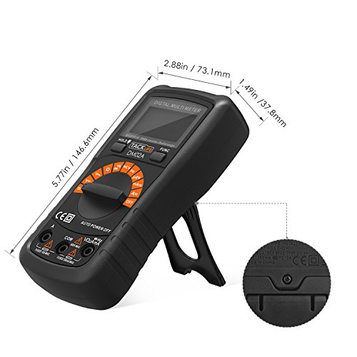 Tacklife DM02A Klassisches Digital Multimeter Auto Range Multi Tester mit Non Contact Voltage zum Messen von Gleich(DC) – und Wechsel(AC)-Spannung, Strom, Dioden sowie Widerstand mit Hintergrundbeleuchtung ( Rot/ Schwarz ) - 3