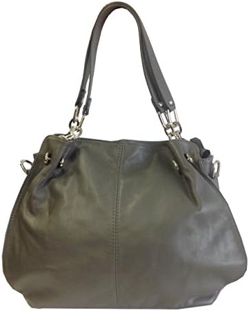 Beautiful Soft Grey Italian Leather Hobo Bag, Shoulder Bag or Handbag with Removable Strap