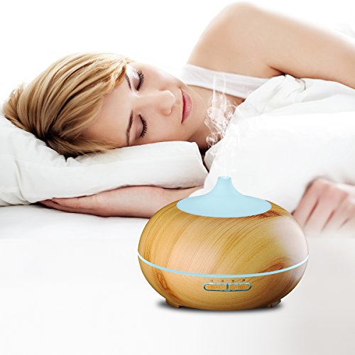 Aroma Diffuser, EIVOTOR 300ML Luftbefeuchter Multifunktion Holzmaserung Ultraschall Öl Duftzerstäuber Humidifier Aromatherapie Duft Diffusor Abschaltautomatik Befeuchter mit 7 LED Farbwechsel Licht elektrisch Duftlampe verschiedenfarbigem Licht Night Light Mute Colorful Lamp Light Atomization Nano-Atomization Technology + 3 Modi Zeitschaltuhr 1/3/6 Stunden sicher und leise für Yoga Kinderzimmer Schlafzimmer Wohnung Wohnzimmer Krankenhaus Toilette Büro Konferenzraum Beauty-Salon Babies Kinder usw - 6
