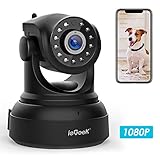 Caméra IP WiFi, ieGeek 1080P HD Caméra de Surveillance D'intérieur sans Fil, Caméra Sécurité Pan/Tilt avec Audio Bidirectionnel, Vision Nocturne, Alerte de Détection de Mouvement, Email Push -Noir