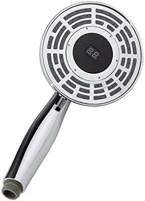 Rollsnownow Temperature Display Shower Head Handheld Shower Head Water Heater Accessory Showerhead Bracket Hose Set Temperature Digital Hydro Power 5inch Large Water Simple Air Shower Head +Suction cup hook seat