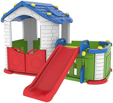 Sunshine Children's Modular Playhouse with Kid's Play Pen Slide and Garden