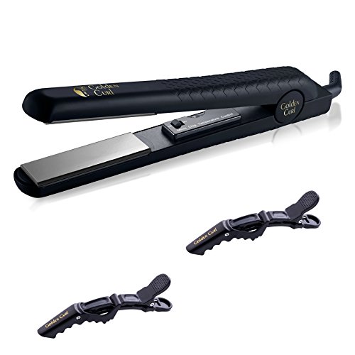 Golden Curl Keramik Glätteisen GL806 – Professionell fortgeschrittene Dual Voltage flache Eisen Platten für alle Haartypen (Schwarz) - 3