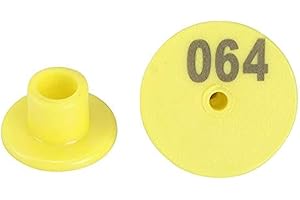 Jeffergarden Targhette Auricolari per Bestiame, 100 Pezzi, 3 cm, Marcatori Numerati Rotondi per Pecore e Bovini