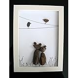 Steinbild - Pebble Art - Katzen und Vögel