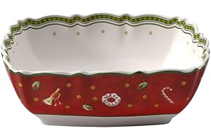 Villeroy & Boch Toy's Delight Fuente para servir rectangular, Porcelana Premium, Blanco/Rojo