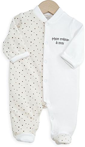 Kinousses Baby Boys' Footie White / Beige 0 Months