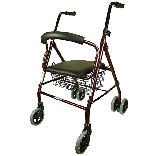 Mobiclinic Andador para Ancianos de 4 Ruedas | Frenos por Presión | Aluminio Ultraligero | Regulable en Altura | Plegable | con Asiento y Cesta | Elegante Diseño Cromado | Top Ventas | Modelo Prado