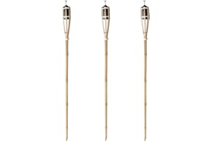 PARTYRAMA.CO.UK Natural Handmade Bamboo Garden Tiki Torch 60cm/90cm/120cm - for use with Parrafin or lamp Oil (120cm, Pack of 3)