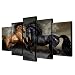Produktbild Homyl 5er-Set Rahmlose Leinwand Wandbild Kunstdrucke Wand Landschaften Gemälde Bild, Wohnzimmer Schlafzimmer Deko - Gallantes Pferd, L
