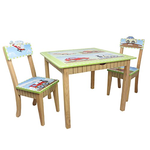 Fantasy Fields by Teamson Transportation Childrens Wooden Toddler Playtime Kids Table 9946A1