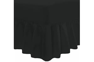 NOOR'S COLLECTIONS Valance Sheets King Size bed – Noor’s Collections Black Bed Base Wrap King Valance Sheet | Valance Bed Skirts Plain Dyed Poly Cotton Extra Deep Frilled Valance Bedsheets