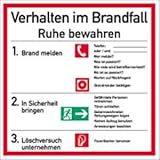 Schild Aushang Verhalten im Brandfall Kunststoff 18x18cm...
