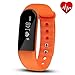 Produktbild Hembeer V3 Fitness-Tracker mit Herzfrequenz-Monitor, Schrittzähler, Aktivitätstracker, Schlafüberwachung, Bluetooth 4.0, Armband mit App für iOS & Android Smartphone, Orange