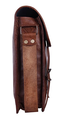 Rustic Town 13" Genuine Leather Handmade Crossbody Messenger Satchel Laptop Bag - Perfect for 14 inch and Smaller Laptops (Brown) - Image 6