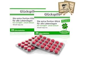 ERFURTH FUN Lustige Pillen GLÜCKSPILLE 2er Set, als Geburtstagsgeschenk. Spaß, Anti Stress, gute Laune, Junggesellenabschied Mann und Frau. mit John Silver® Orakelsprüchen
