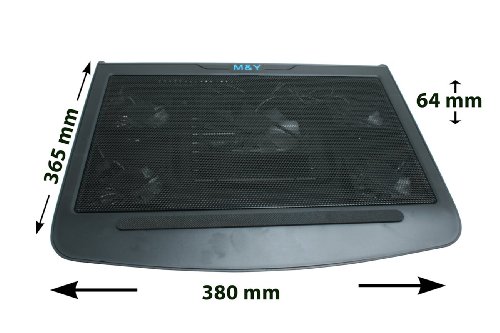 flach T5 Kühler mit 5x Lüfter Laptopküler Cooling pad Notbookkühler Laptopkühler für 14 / 15 / 17 ZOLL BLAUE LED - 2