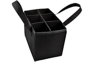 LANSKYLAN Bolsa para Botellas 6 Compartimentos Bolsas de Mano para Botellas de Vino Bolsa de Vino de Fieltro Bolsa para Botellas con Asas Bolsa Portabotellas Vino para Vino Cerveza Bebida(Negro)