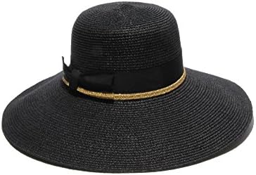 Physician Endorsed Women's Toyo Santorini with Ribbon Gold Braid Trim Rated UPF 50+, Black/Gold, One Size