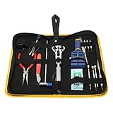 17 STÜCKE YD017 Uhr Repair Tool Kit Set Professionelle Frühling Bar Tool Set Uhr Link Pin Tool Zurück Opener Remover mit Tragetasche (Schwarz)