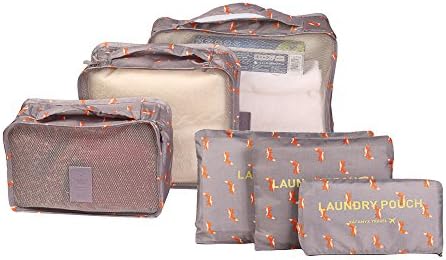 Packing Cubes Travel Organizers Luggage Compression Pouches-6 Sets Travel Accessories (Grey)
