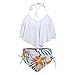 Produktbild Tankini Damen, Sumeiwilly Sexy Frauen Badeanzug Push-Up Gepolsterter BH Bademode Mode Frauen Drucken Bikini Sets High Waist Bademode Badeanzug Neckholder Swimsuit
