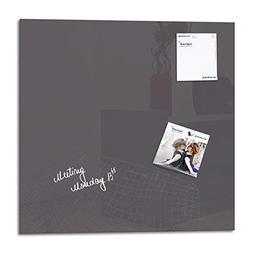 Glas Expert | Smart Glass Board ® | Tableau magnétique en verre | 48 x 48 cm | Memo Décoration Murale | Whiteboard | Gris Basalte | + 2 Aimants