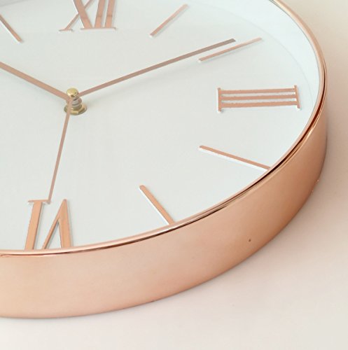 12 Zoll (30cm) Modern Nicht-tickende Lautlos Rund Wanduhr Wand Uhr – Rosegold (Römische Ziffern) - 5
