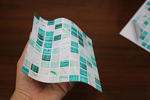 Tile Style Decals | Modell (30xTP 12 – 6in- Aqua Marble) | Mosaik Wandfliese Aufkleber für 15x15cm Fliesen | Fliesen-Aufkleber Folie | Deko-Fliesenfolie für Küche u. Bad (15cm – 30 stück, Blauer Marmor) - 2