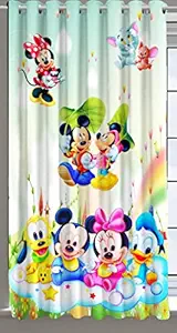 Kiyaan Polyester 3D Digital Cartoon Mickey Mouse Printed Curtain for Kids Room Pack of 1 Multicolour (4X5 Feet Window)