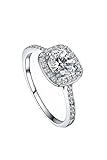 TOOGOO(R) Mujeres Cristal Compromiso Joyeria de Boda Anillo de Plata(8)