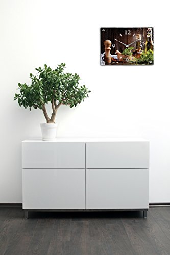 Kräuter Luxus Designer Wanduhr Funkuhr aus Schiefer *Made in Germany leise ohne ticken WS124FL - 3