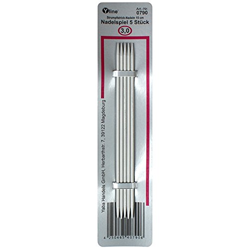 1 Stück 5er Nadelspiel Aluminium Strumpfstricknadeln, Stricknadeln Stärke 3,0mm / Länge 150mm, 0790