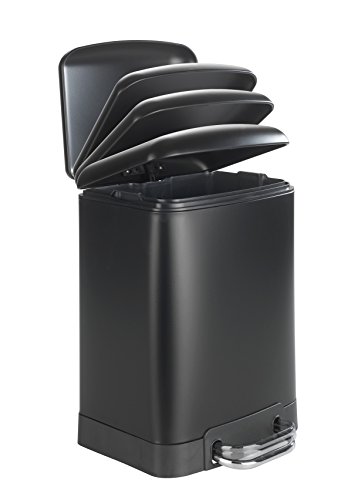 WENKO 21767100 Treteimer Studio Easy-Close 6 Liter – Absenkautomatik, Fassungsvermögen 6 L, Stahl, 23 x 32 x 22.5 cm, Schwarz - 2