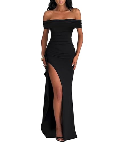 Gyios dress Women Polyester Maxi Dress Elegant Sequin Spaghetti Strap  Evening Dress With Off Shoulder High Split Loose High For Lady-blue-l :  Amazon.co.uk: Fashion